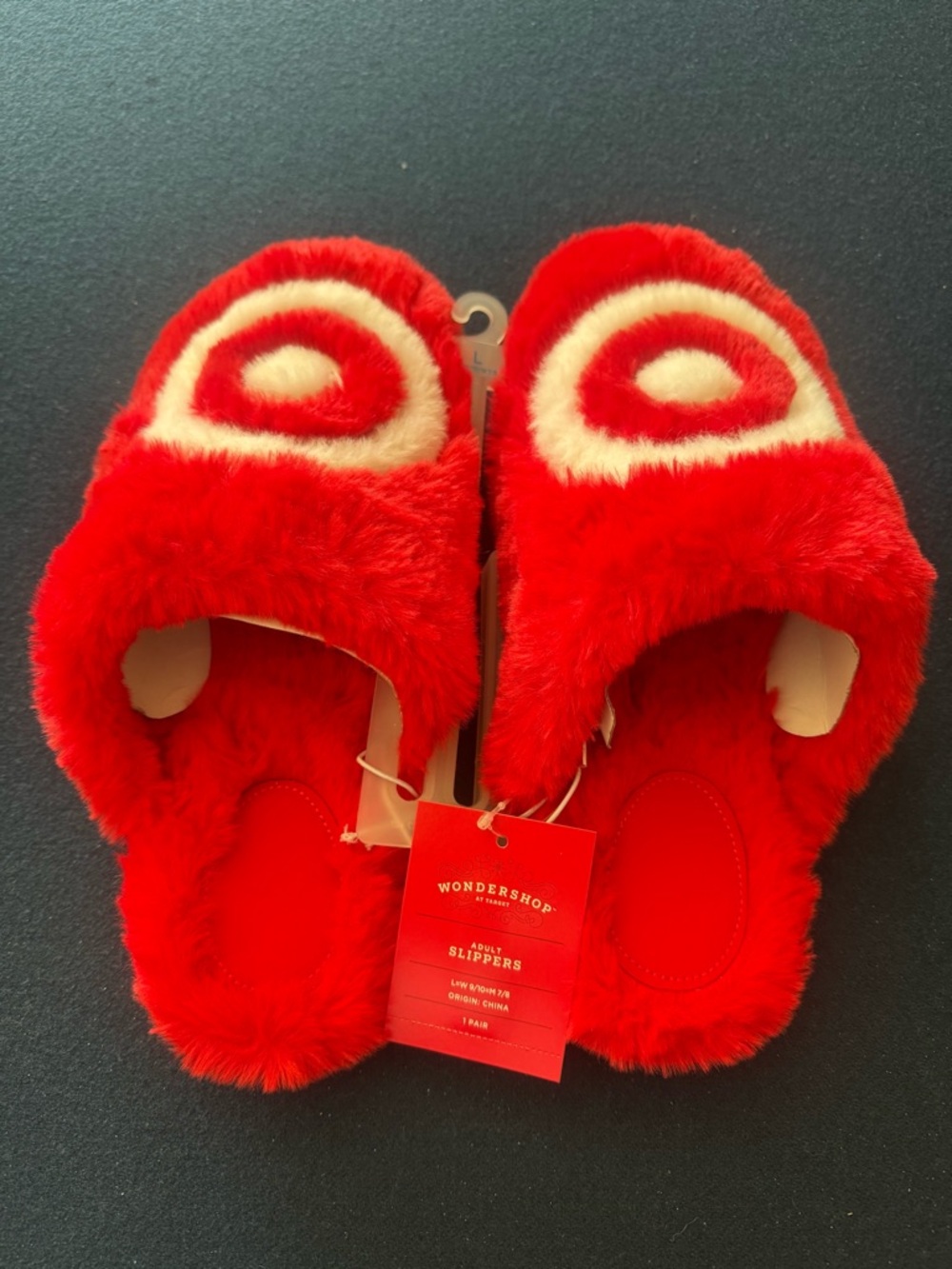 Wondershop Red Plush Slippers with White Target Accent